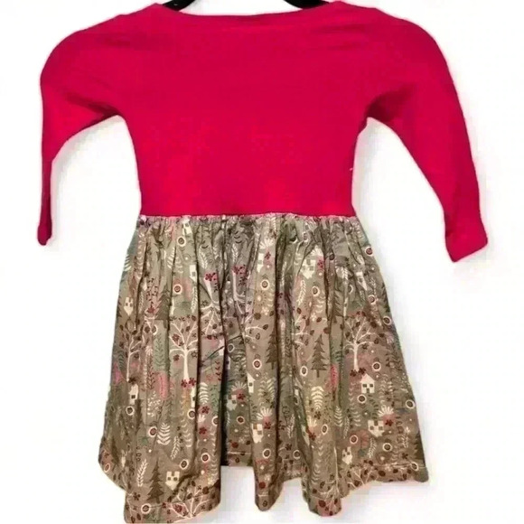 Magpie Girls' Pink Floral Long Sleeve Knee Length Dress -Size 4 - Picture 4 of 8